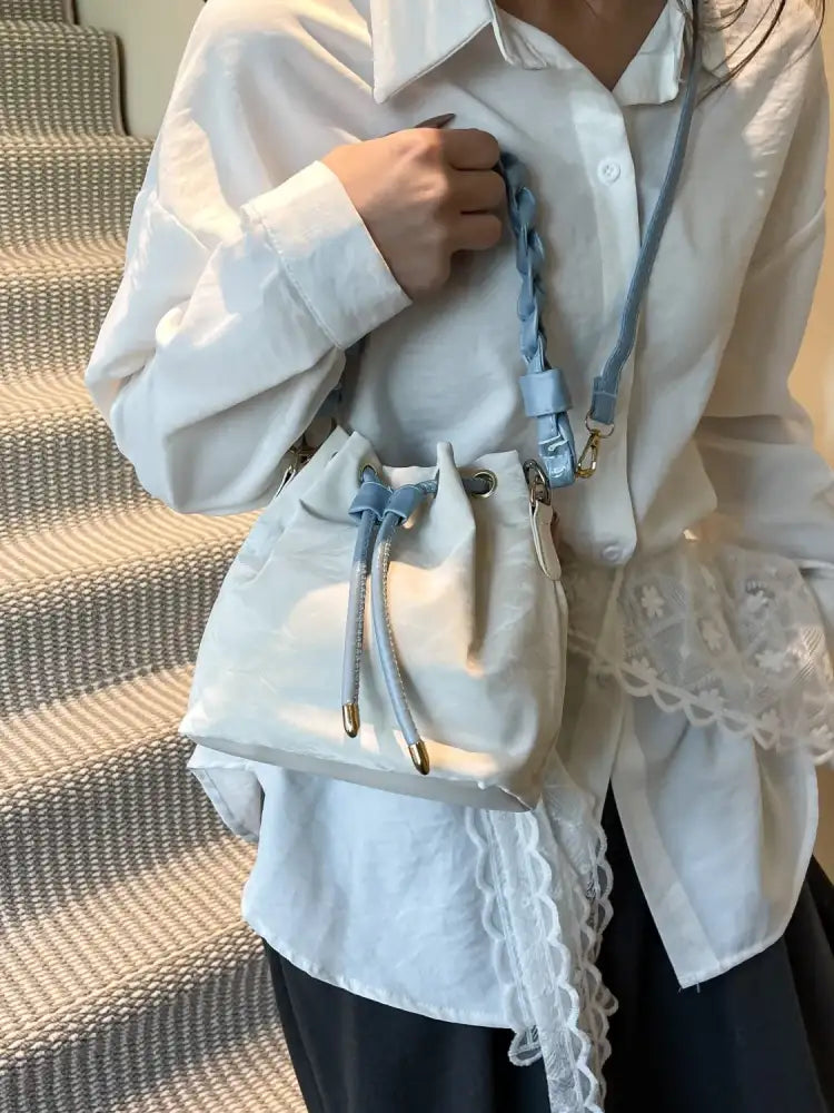 Drawstring PU Leather Bucket Bag