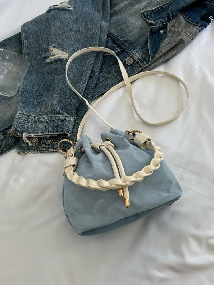 Drawstring PU Leather Bucket Bag