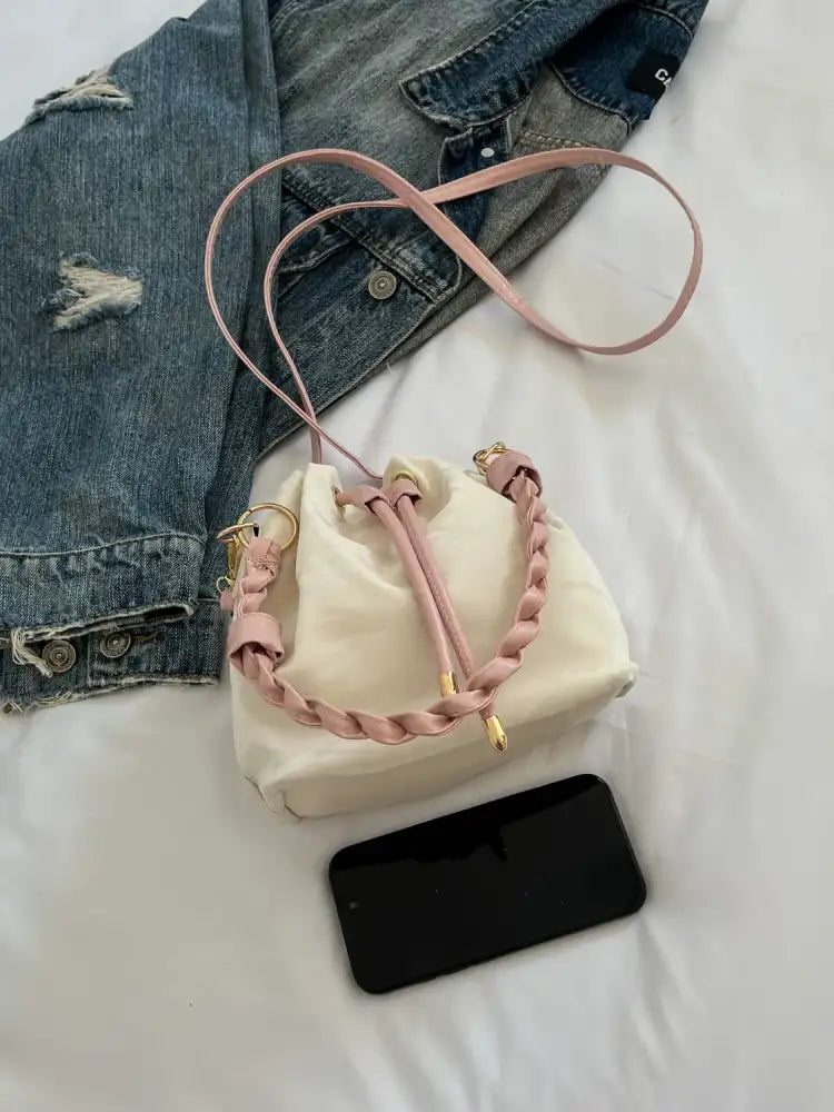 Drawstring PU Leather Bucket Bag