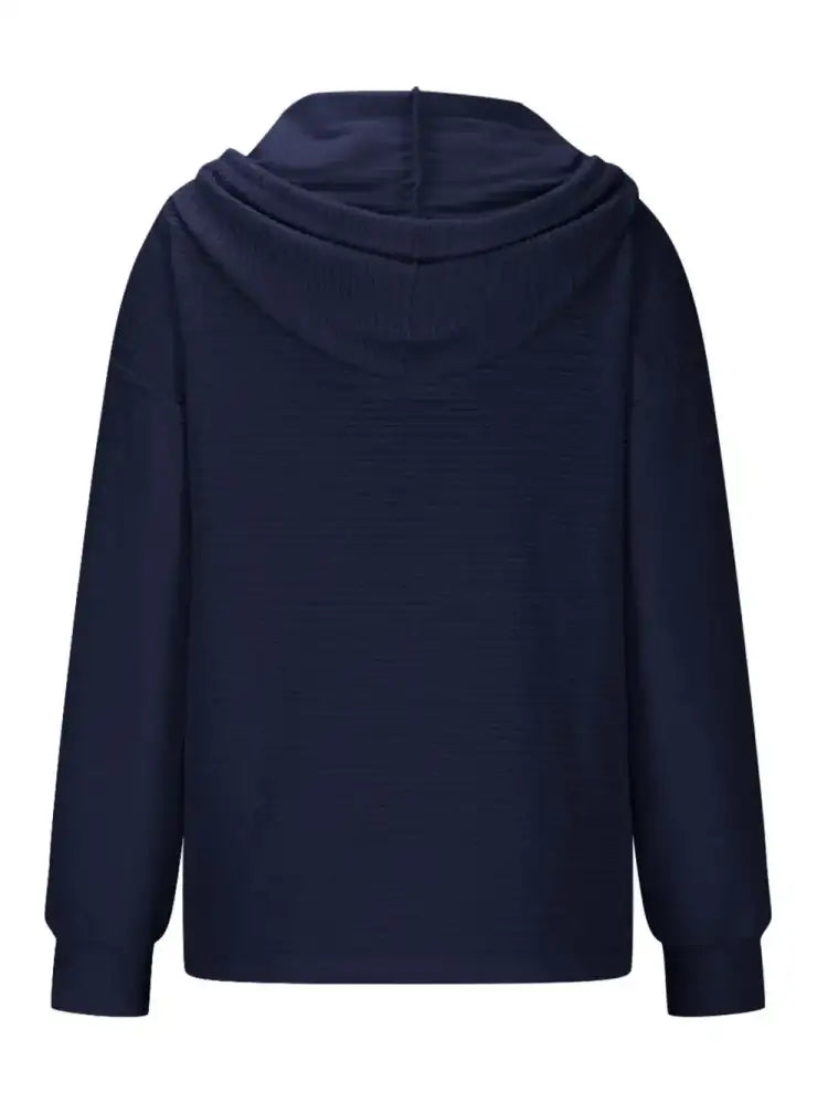 Drawstring Quarter Button Long Sleeve Hoodie