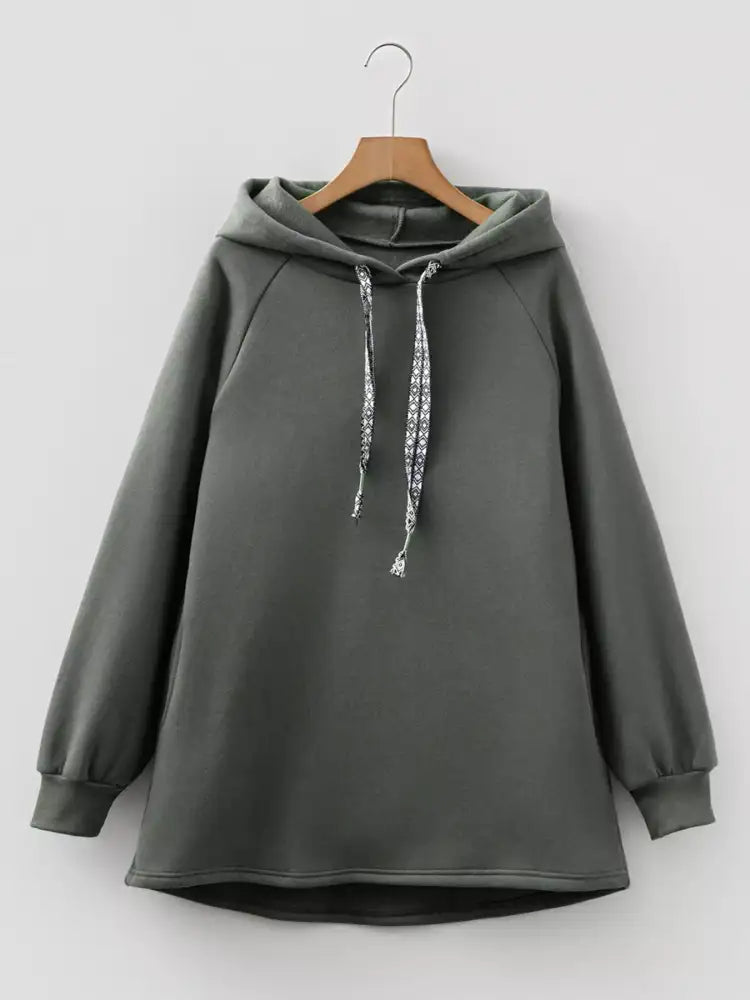Drawstring Raglan Sleeve Hoodie