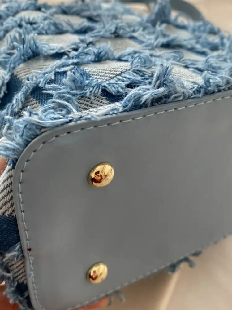 Drawstring Raw Edge Bucket Bag