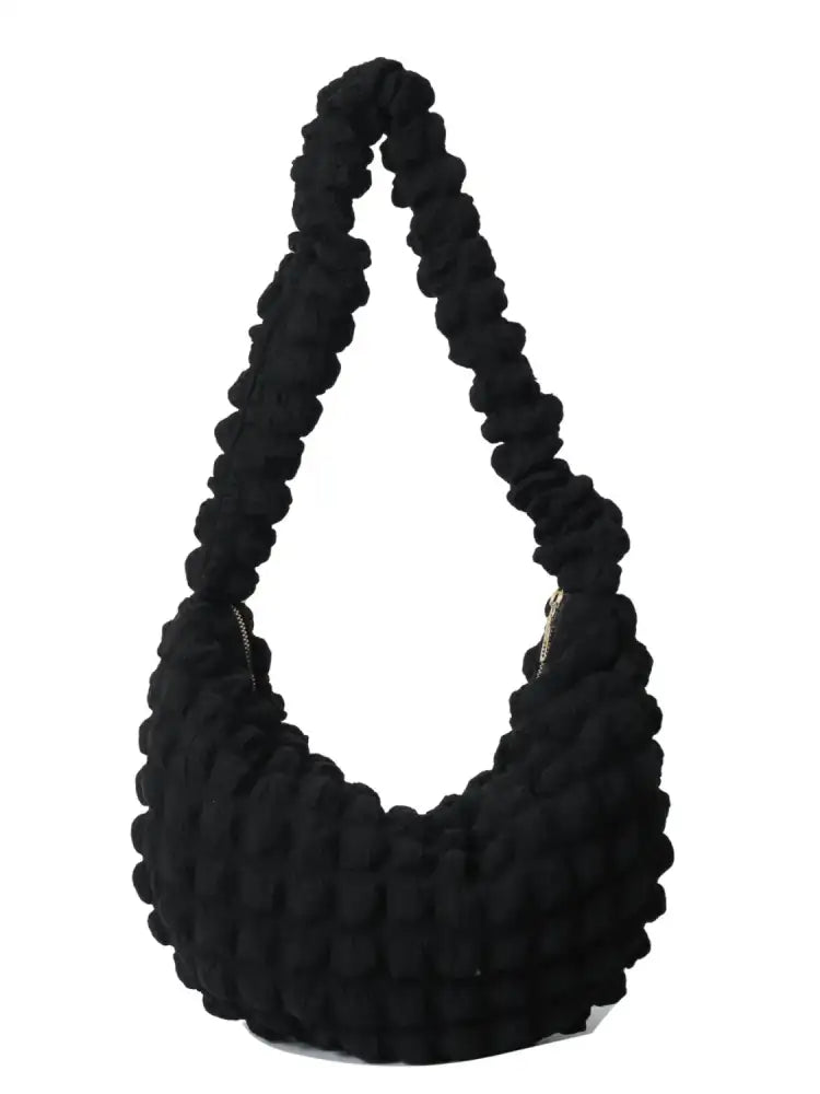 Drawstring Strap Bubble Textured Shoulder Bag