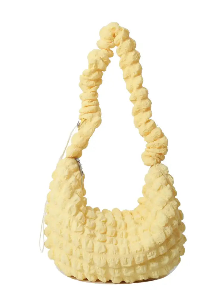 Drawstring Strap Bubble Textured Shoulder Bag