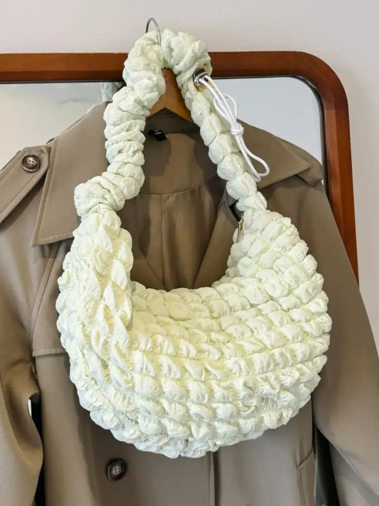 Drawstring Strap Bubble Textured Shoulder Bag