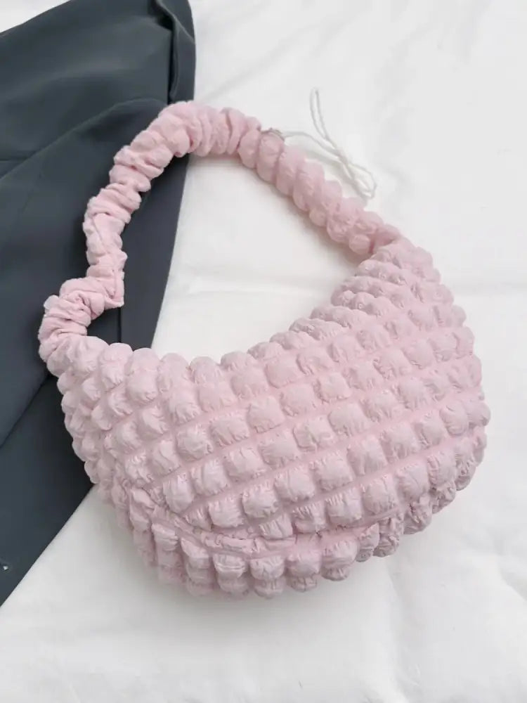 Drawstring Strap Bubble Textured Shoulder Bag