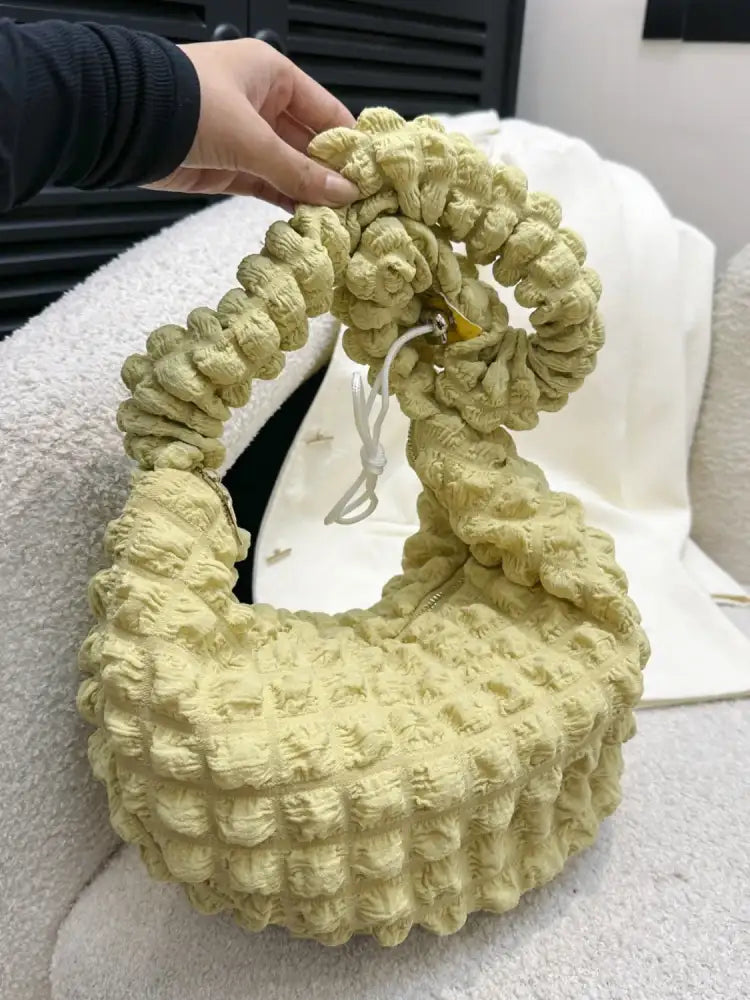 Drawstring Strap Bubble Textured Shoulder Bag