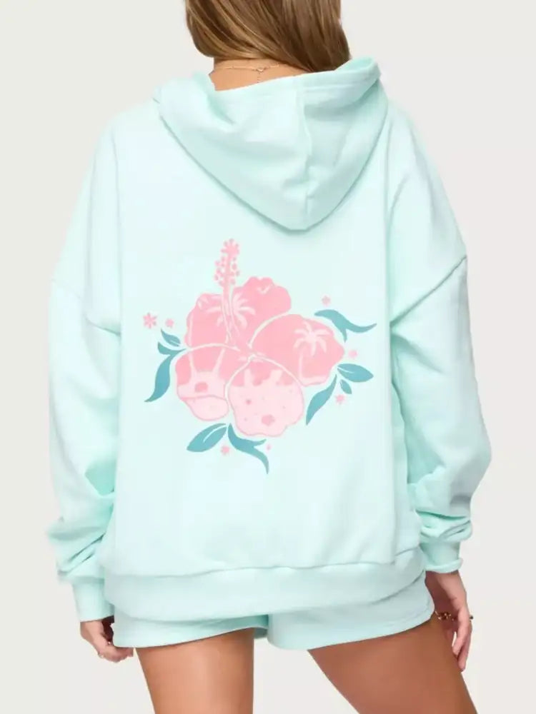 Drop Shoulder Graphic Hoodie with Kangaroo Pocket