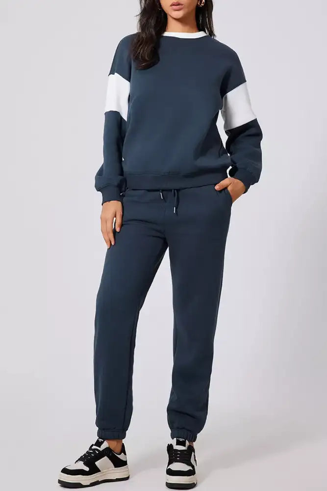 Drop Shoulder Loose Sweatshirt and Joggers Active Set