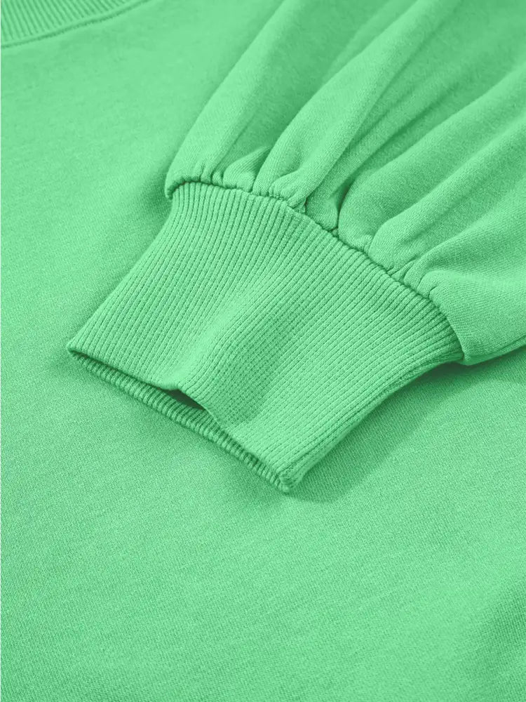 Drop Shoulder Puff Sleeve Crop Top and Drawstring Wide Leg Pants Set