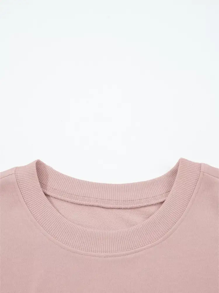 Drop Shoulder Puff Sleeve Crop Top and Drawstring Wide Leg Pants Set