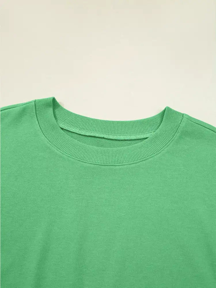 Drop Shoulder Puff Sleeve Crop Top and Drawstring Wide Leg Pants Set