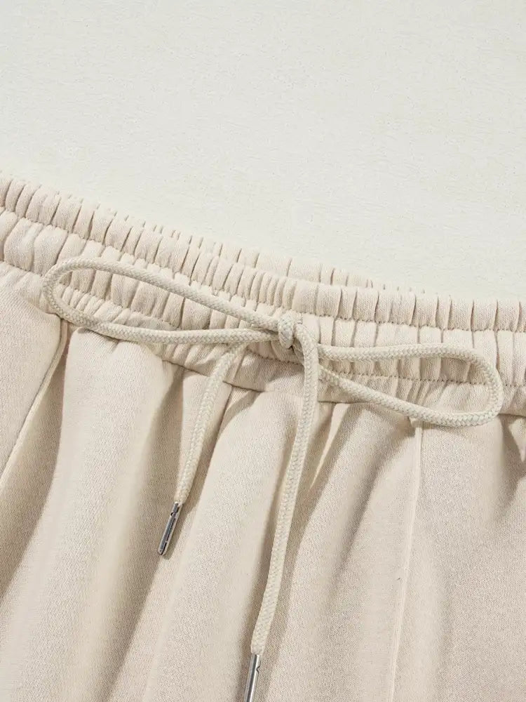 Drop Shoulder Zip Up Jacket and Drawstring Pants Active 2pcs Set