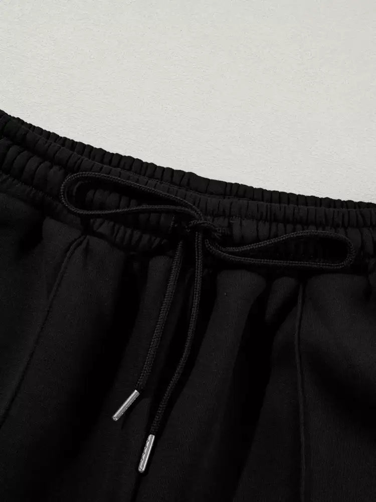 Drop Shoulder Zip Up Jacket and Drawstring Pants Active 2pcs Set