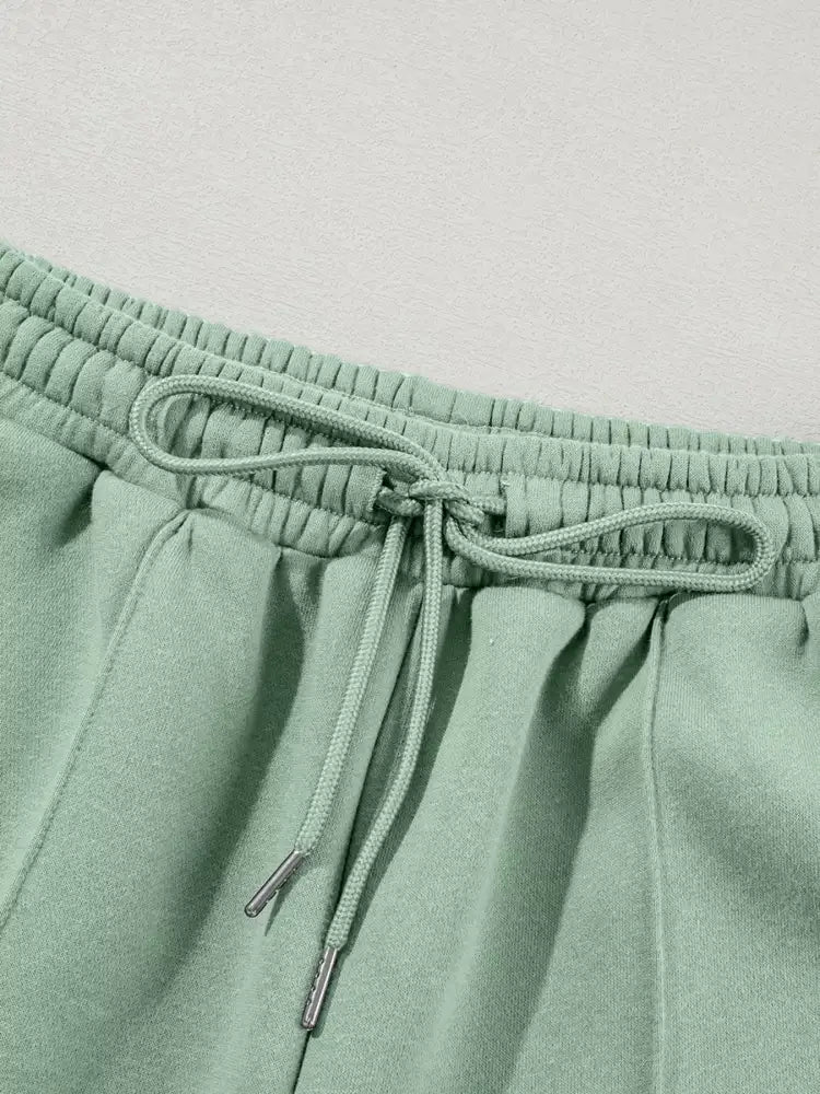 Drop Shoulder Zip Up Jacket and Drawstring Pants Active 2pcs Set