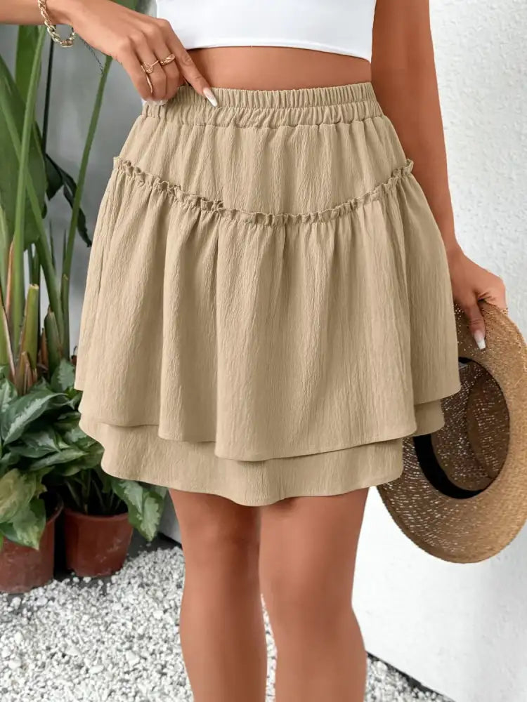 Elastic Waist Layered Skirt