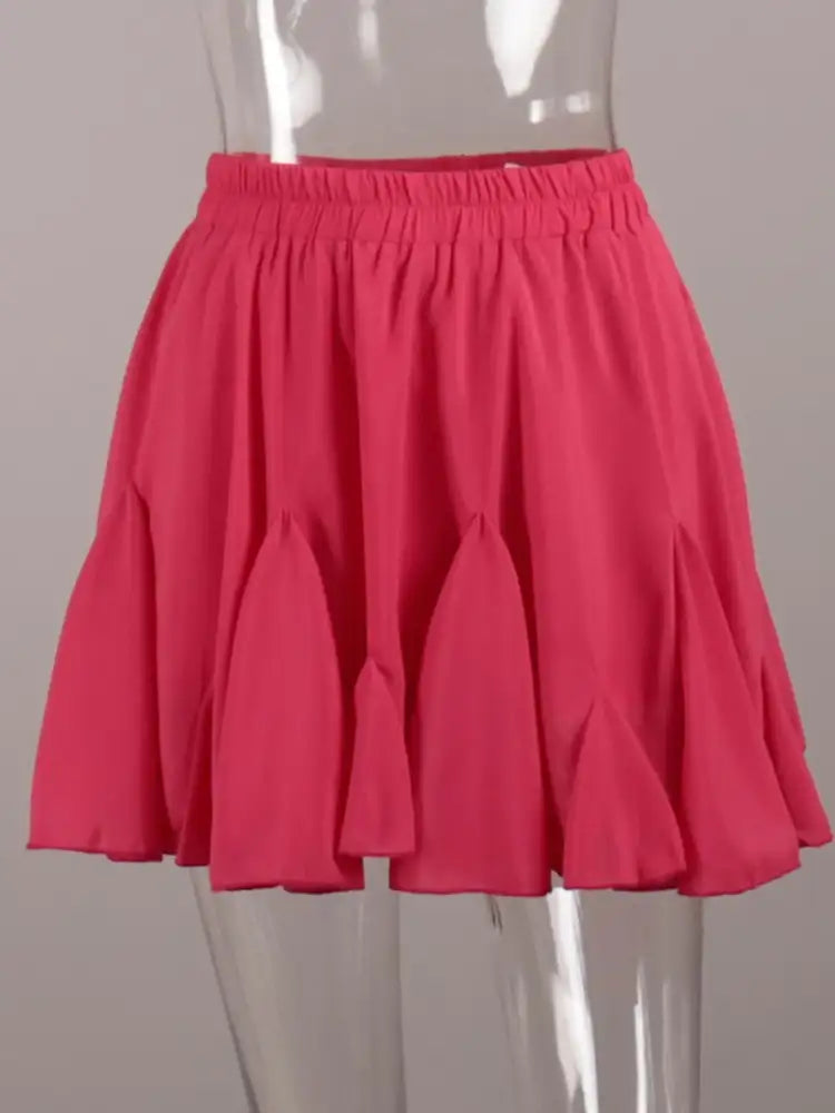 Elastic Waist Ruffled Hem Skirt