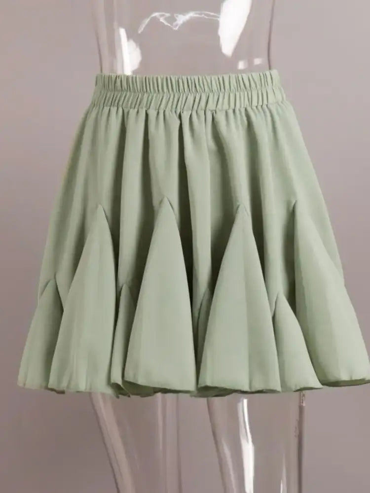 Elastic Waist Ruffled Hem Skirt