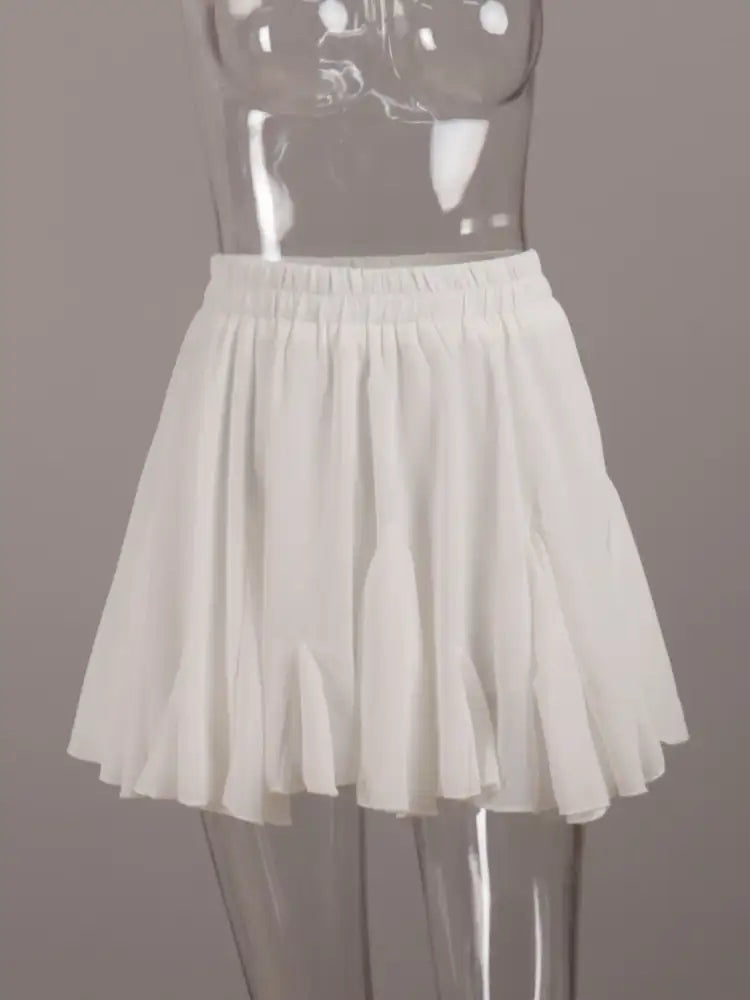 Elastic Waist Ruffled Hem Skirt