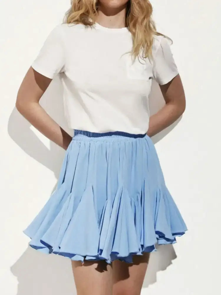 Elastic Waist Ruffled Hem Skirt