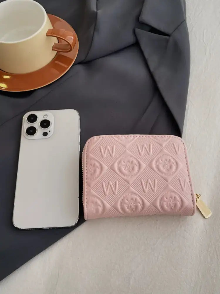Embossed Zip Mini Wallet