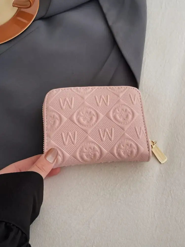 Embossed Zip Mini Wallet
