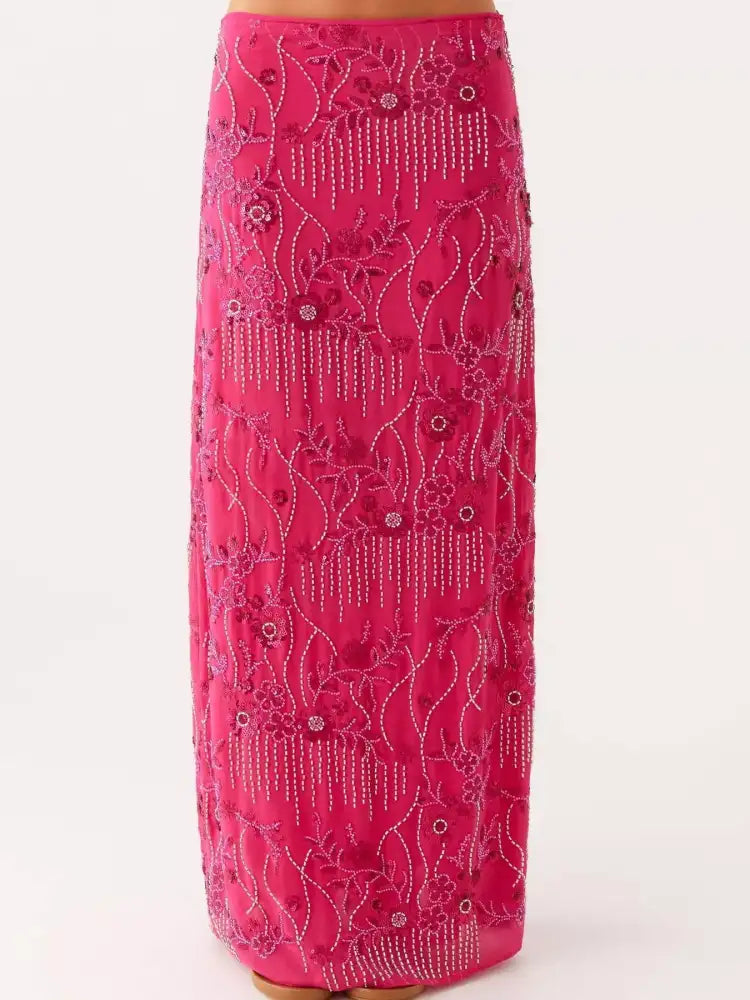 Embroidered Sequin Maxi Skirt