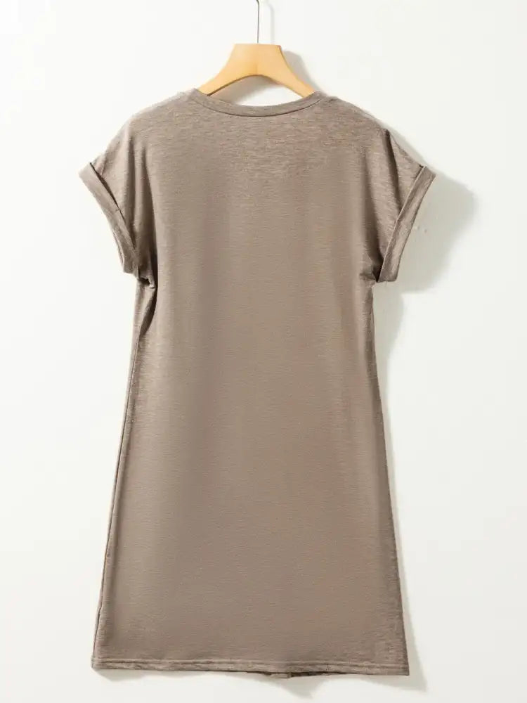 Exposed Seam Round Neck Mini Dress