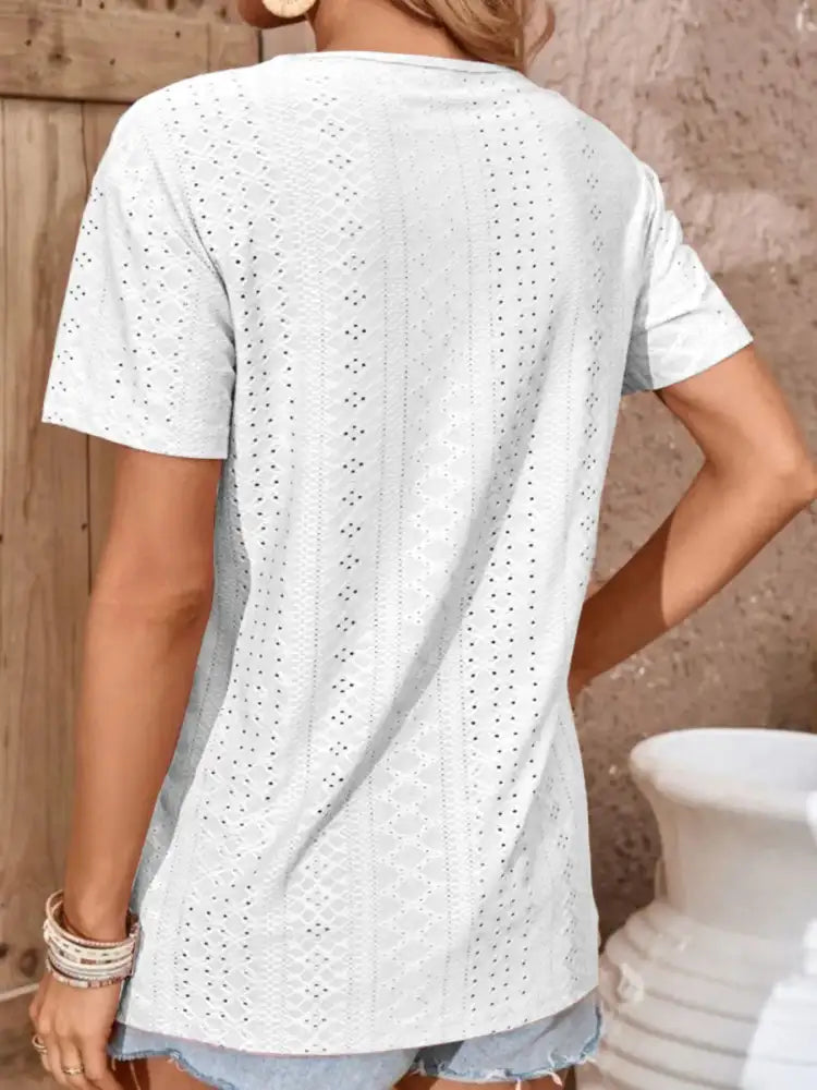 Eyelet Crisscross Short Sleeve T-Shirt