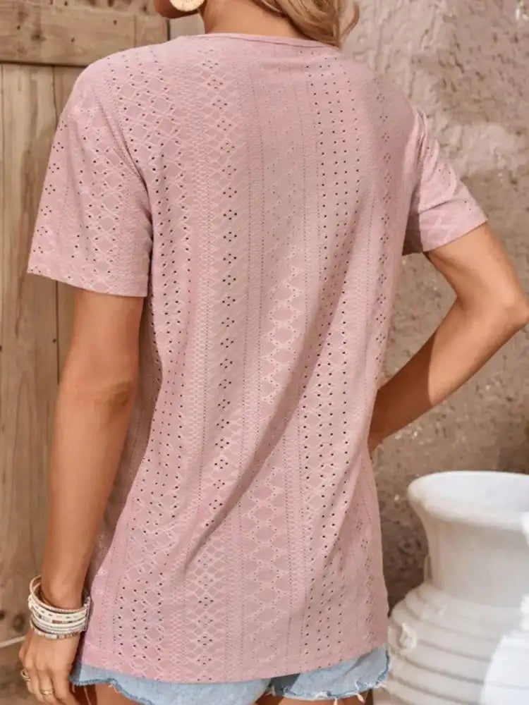 Eyelet Crisscross Short Sleeve T-Shirt