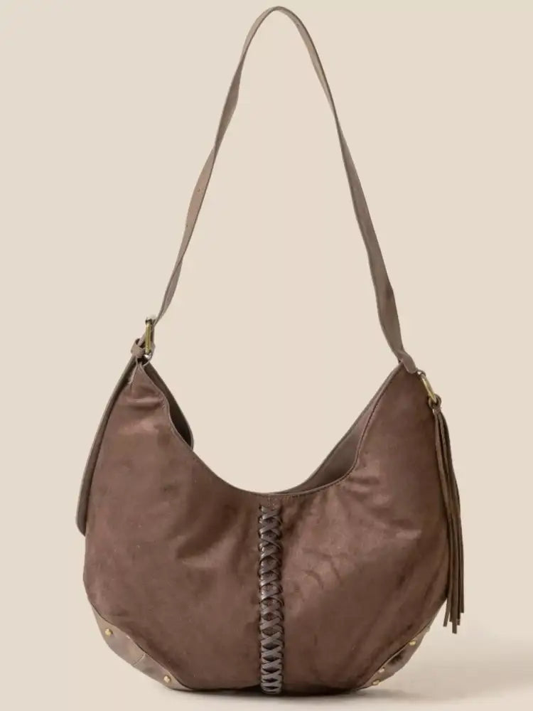 Fame Braided Detail Hobo Shoulder Bag