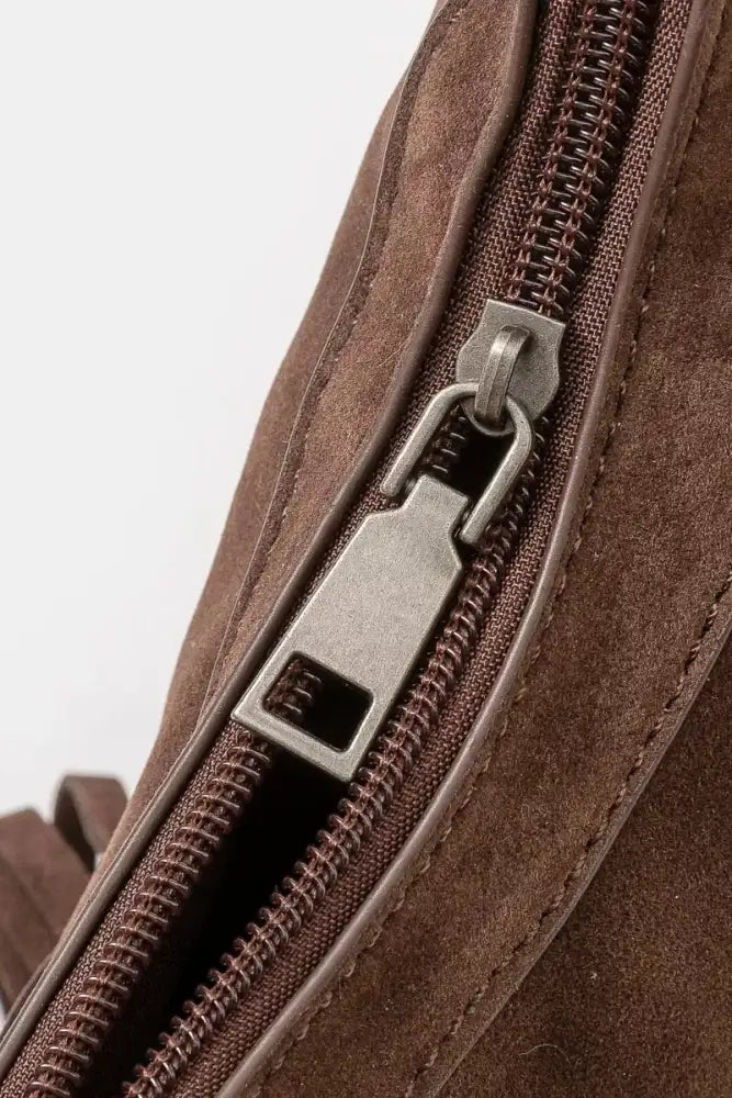 Fame Faux Suede Cascade Fringe Shoulder Bag