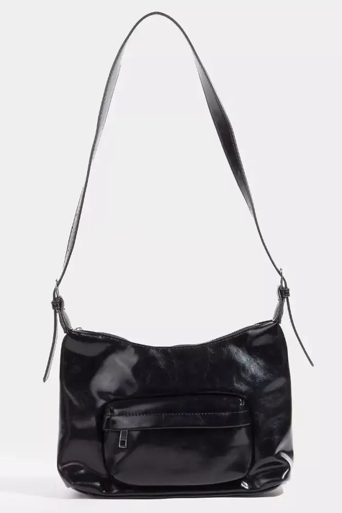 Fame Glossy Faux Leather Shoulder Bag