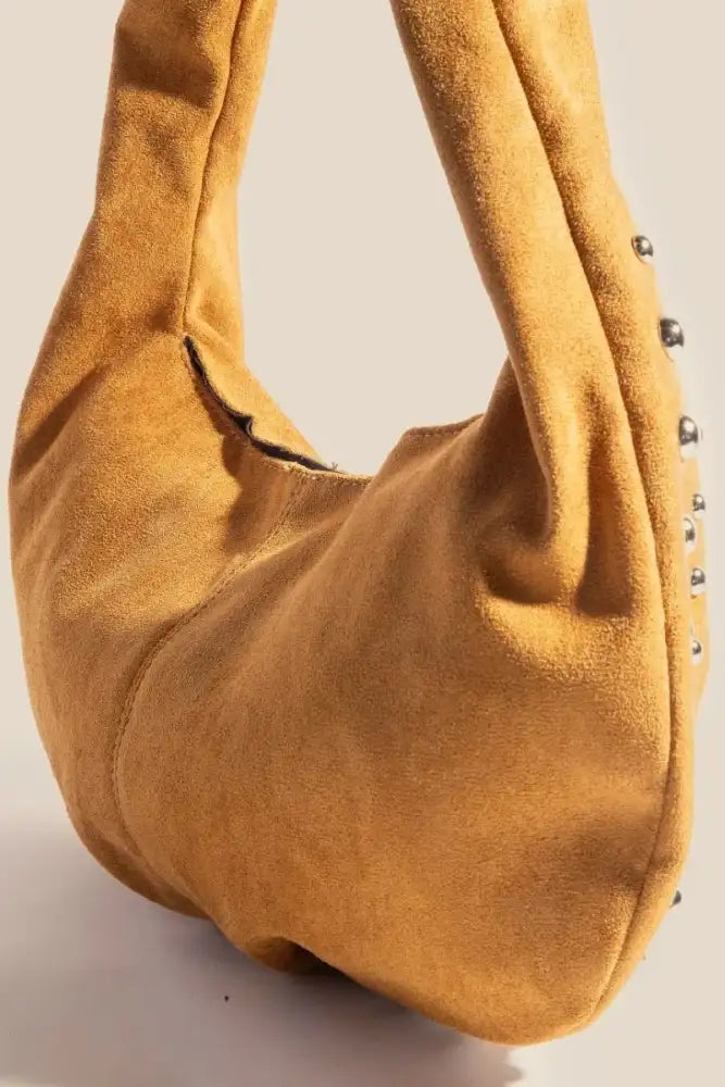Fame Metallic Studded Faux Suede Hand Bag