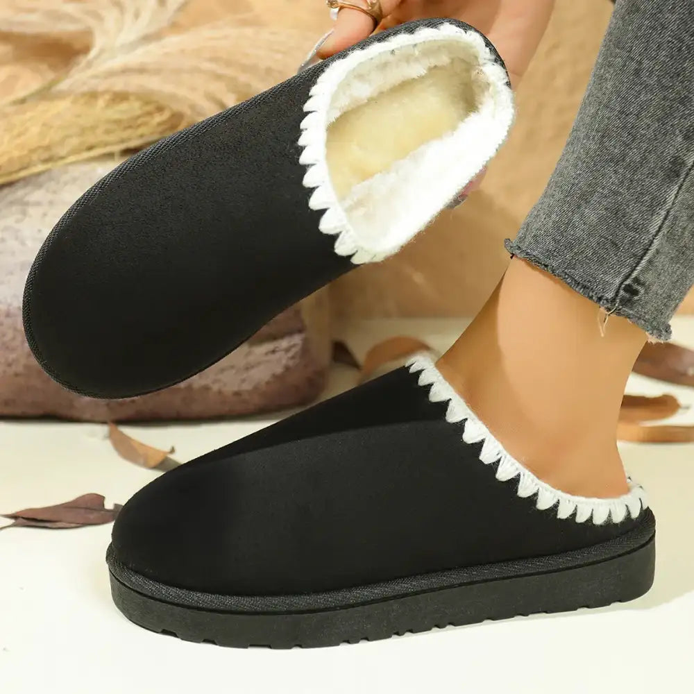 Fleece Lined Round Toe Slippers