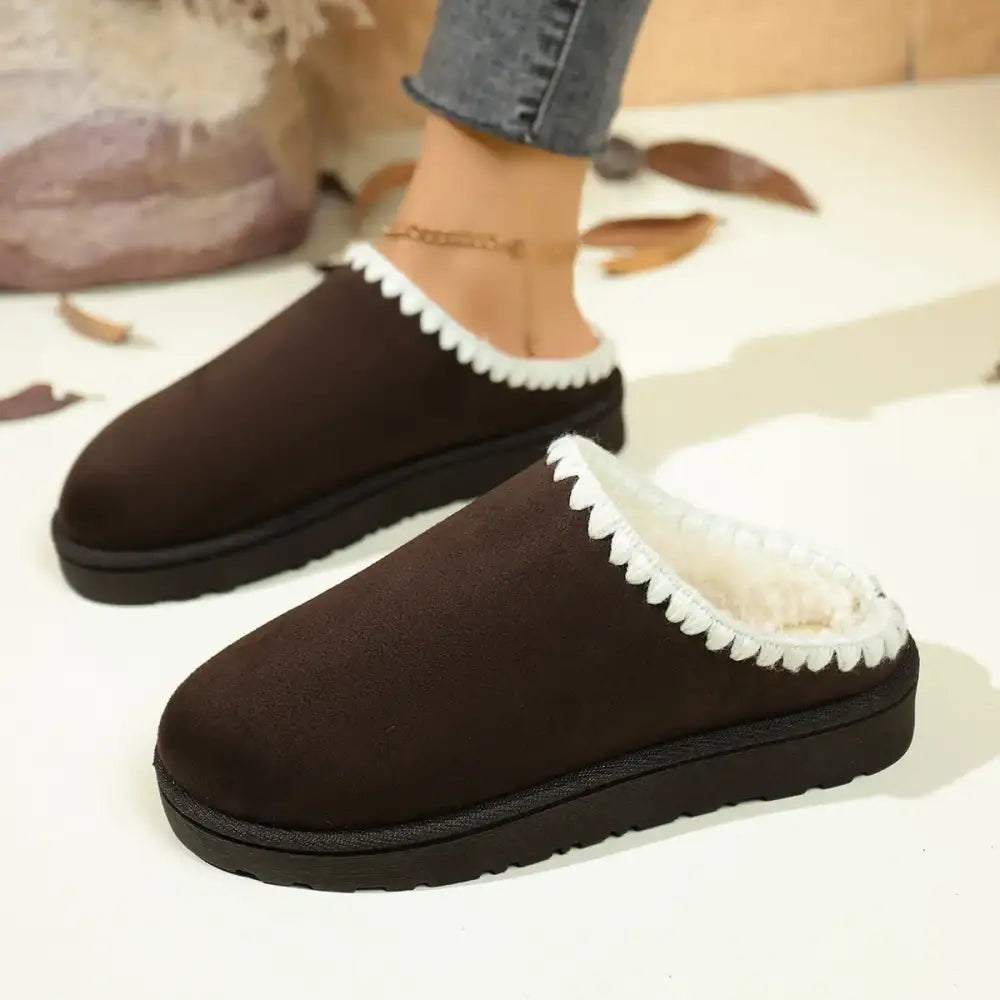 Fleece Lined Round Toe Slippers
