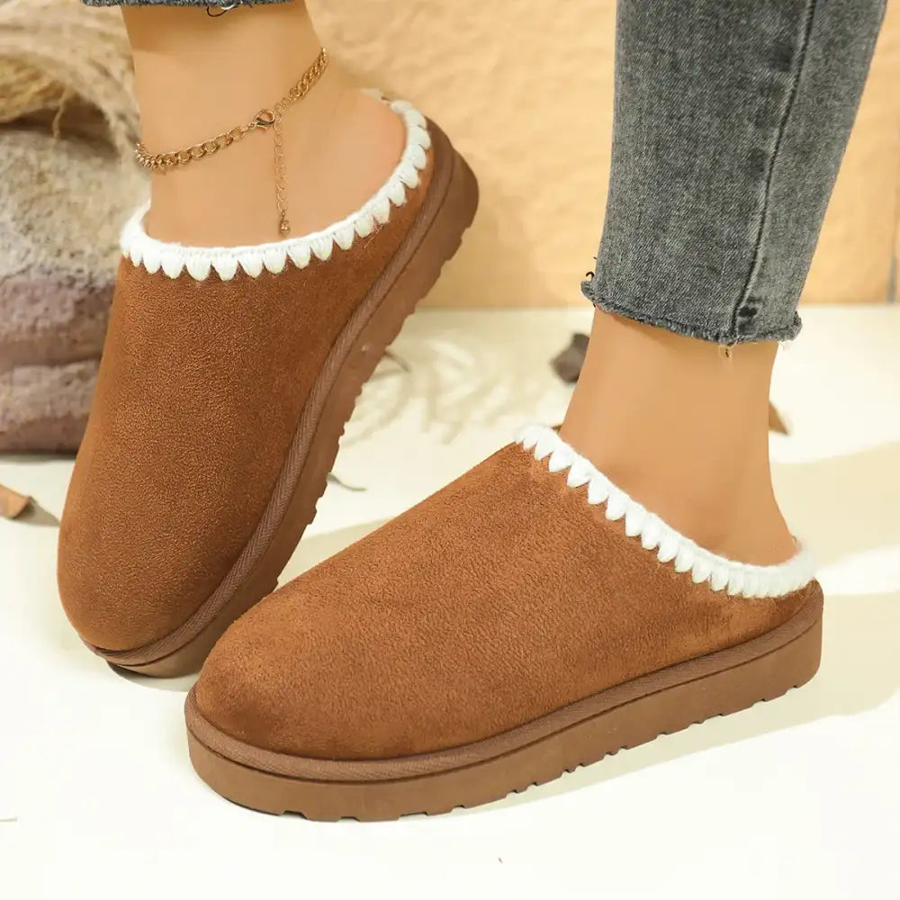 Fleece Lined Round Toe Slippers