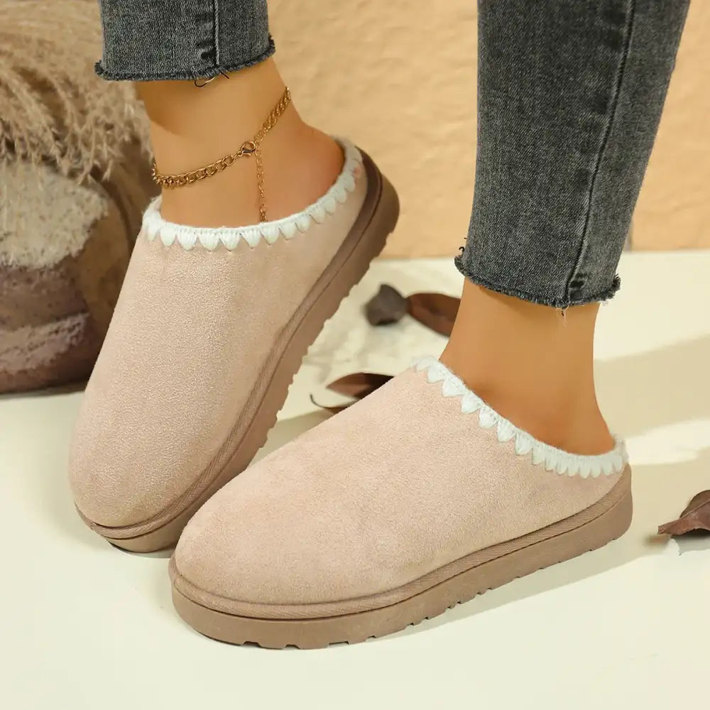 Fleece Lined Round Toe Slippers