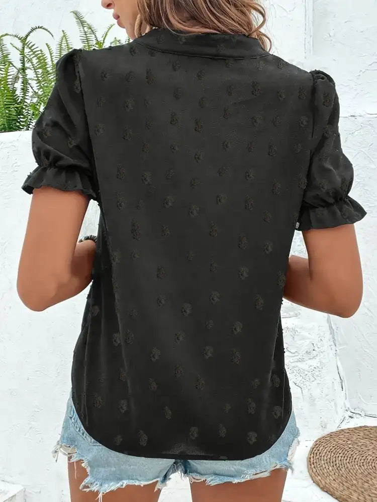 Floral Embroidered Puff Sleeve Blouse