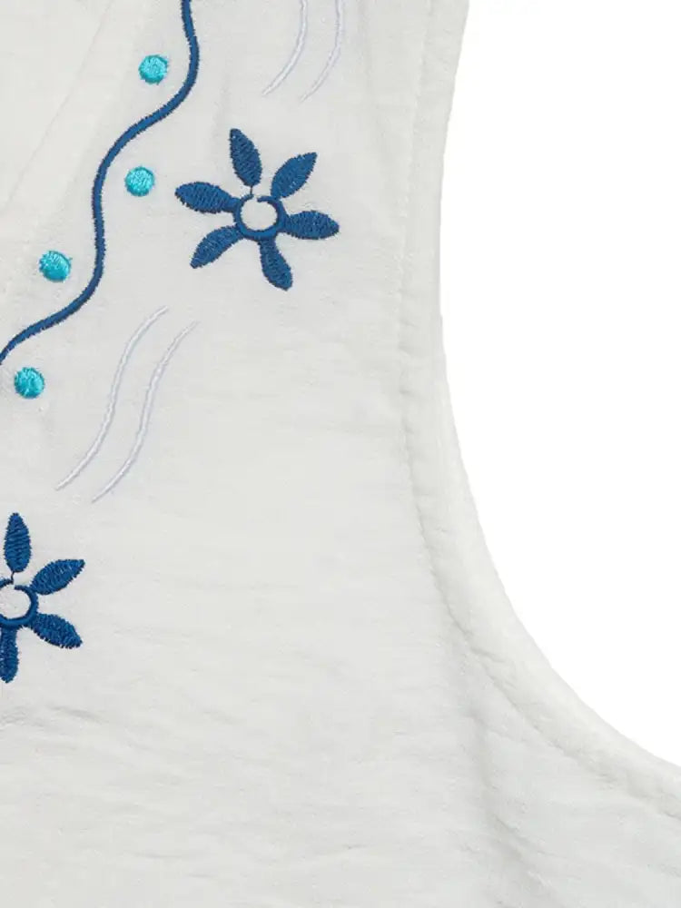 Floral Embroidered Vest and Shorts Set