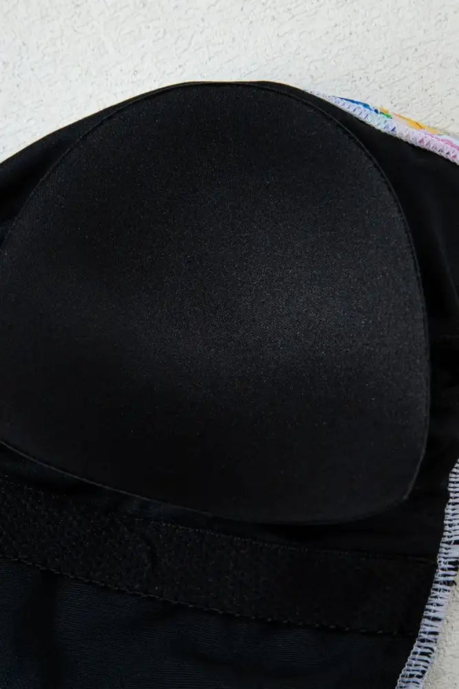 Floral Gingham Halter Neck Drawstring One Piece Swimwear