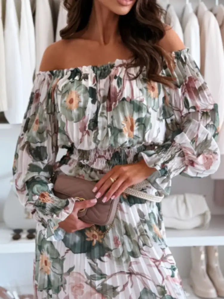 Floral Off-Shoulder Top and Skirt Two-Piece Set