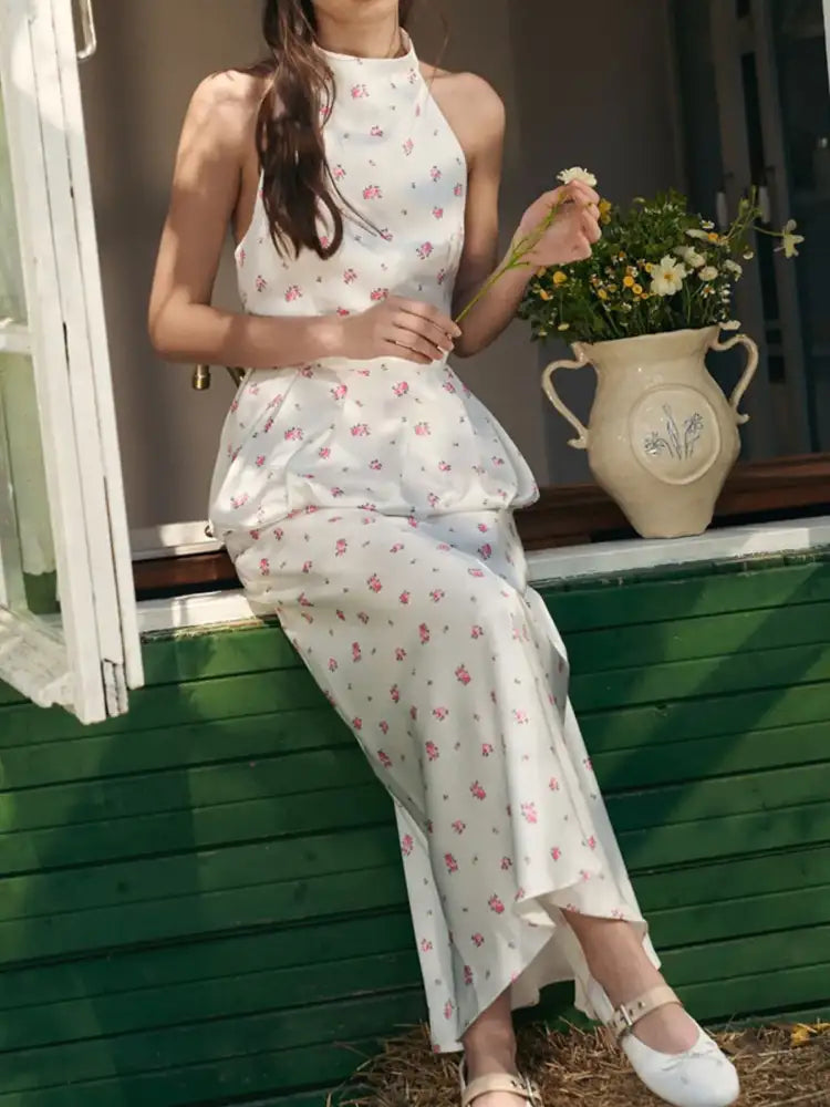 Floral Print Cami and Skirt Set