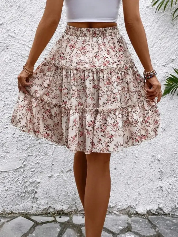 Floral Print Midi Skirt