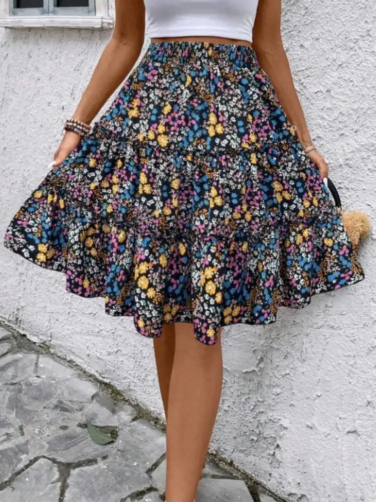 Floral Print Midi Skirt