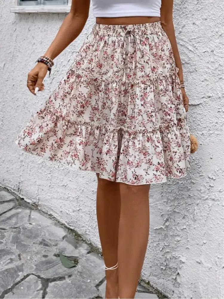 Floral Print Midi Skirt