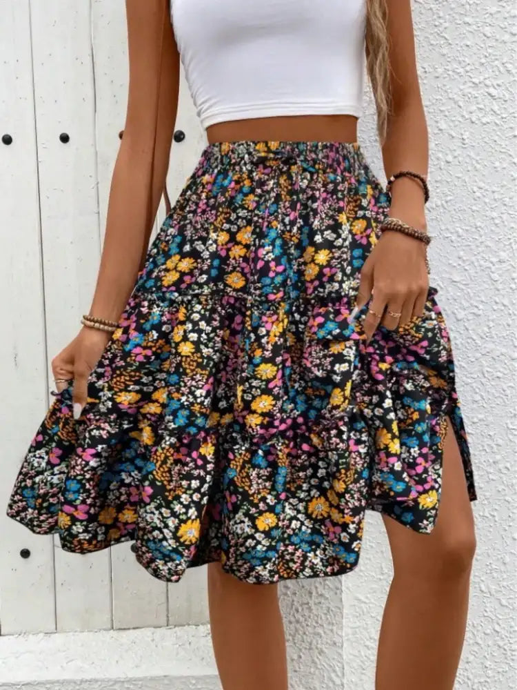 Floral Print Midi Skirt