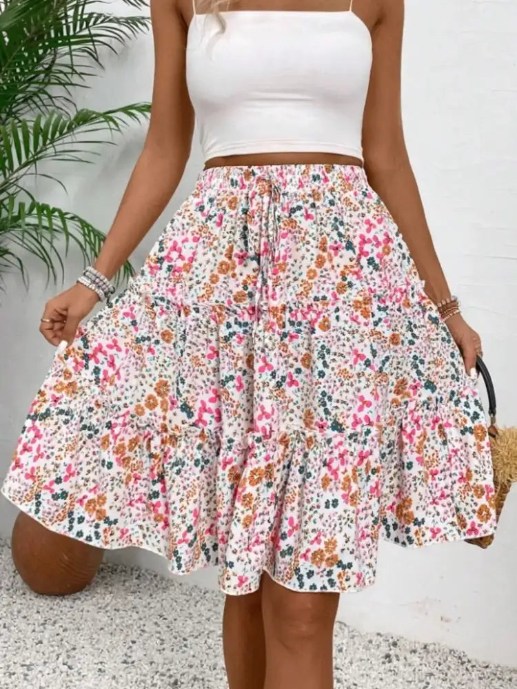 Floral Print Midi Skirt