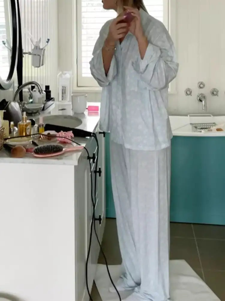 Floral Print Relaxed Fit Top and Pants Lounge Set