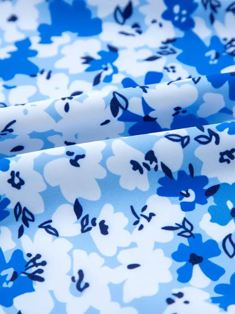 Floral Ruffled Strap Lace-up Hollow Out One Piece Swimsuit